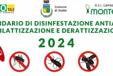 Interventi di Sanificazione Ambientale: calendario di maggio, giugno e luglio 2024 a Statte